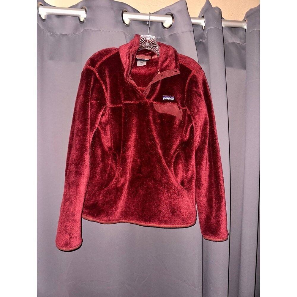 Patagonia Jacket Size Small Womens Maroon Red ReTool 1/4 Snap T Fleece Pullover